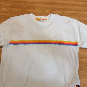 Aviator Nation White Tee with Colorful Stripe